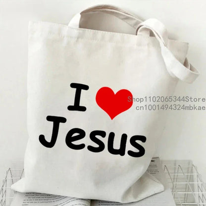 Faith Printed Heart Graphics Women Canvas Shoulder Tote Bag Casual Fashion Shopping Cases Bag Storage Handbag Christian Gifts