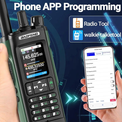 BAOFENG UV 32 Walkie Talkie Long Range GPS 10W Multi Band Wireless Bluetooth Programming Copy Frequency UV32 Ham Radio Camping