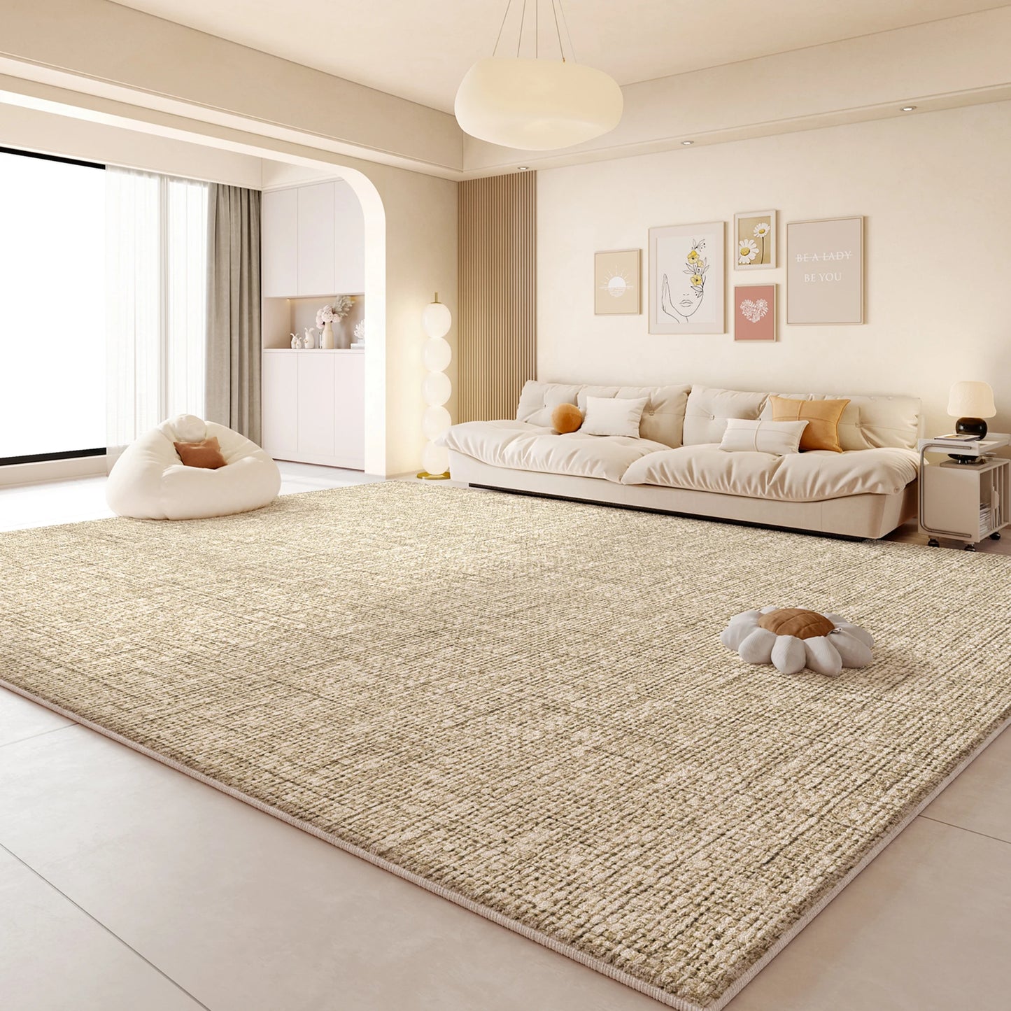 Cream Style Living Room Decoration Rug Light Luxury Rugs for Bedroom Fluffy Soft Cloakroom Carpet Household Washable Floor Mat