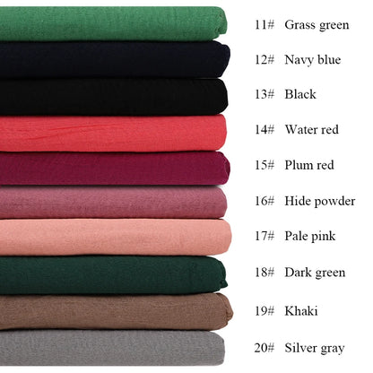 Ramadan Cotton Crinkle Headband Veil Scarves Women Solid Color  Head Wraps Long Scarves Turban Headband Muslim Fashion Headscarf