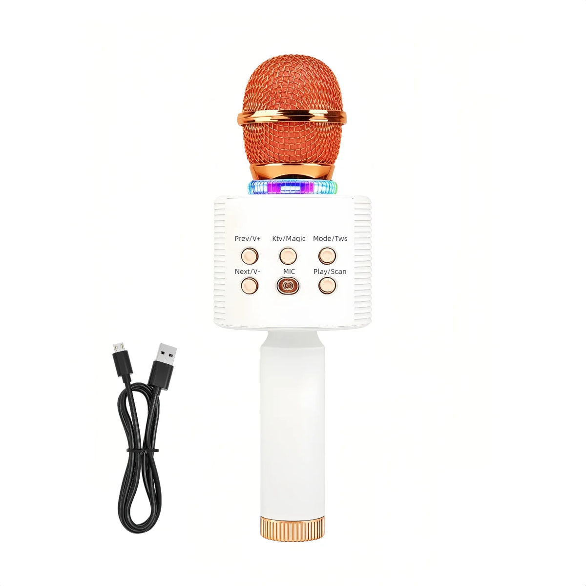 Wireless Karaoke Microphone Bluetooth Speaker LED Light Portable Singing Mic with Voice Changer for Kids Adults Party Outdoor Birthday Gift Car Travel Home KTV Rechargeable Handheld Karaoke Machine Christmas Present Fun Toy C