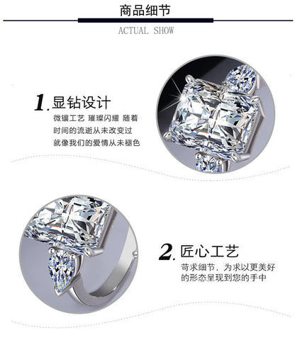 Wholesale Fancy Shape Diamond Ring - Women's PT950 Platinum, 5 Carat Radiant Cut Moissanite, Luxury Sparkly