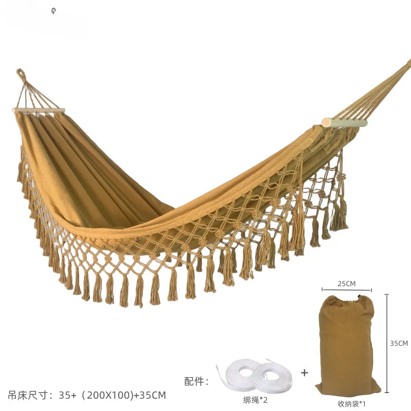 Hammock Outdoor Camping Leisure Canvas Thickened Swing Hammock Anti-rollover Perfect for Garden Patio Backyard