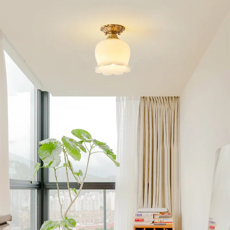 IWHD Home Lighting LED Ceiling Lights Decoration Aisle Porch Living Room Light Fixtures Nordic Ceiling Lamp Resin Copper Lustres