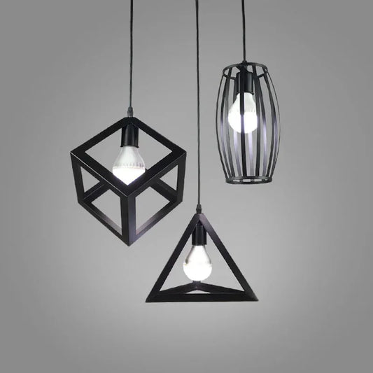 Retro Restaurant Chandelier Geometric Bar Table Chandelier Single Head Coffee Shop Industrial Style Special-shaped Iron Lights