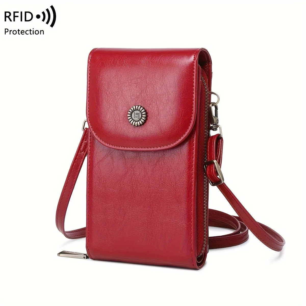 RFID Blocking Crossbody Phone Wallet Soft Leather Wallets Vintage Cell Phone Purse Versatile Female Shoulder Bags Women Handbag