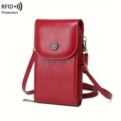 RFID Blocking Crossbody Phone Wallet Soft Leather Wallets Vintage Cell Phone Purse Versatile Female Shoulder Bags Women Handbag