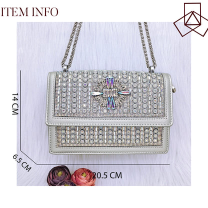 QSGFC High Quality Women's Pumps And Bag Silver Color Full Of Rhinestones High-Grade Materials For Nigerian Wedding Party