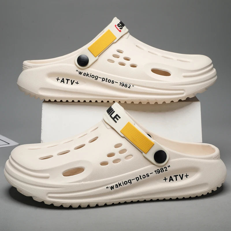 Men's Slippers EVA Hole Men's Sandals Non-Slip Slippers Thick Soft Platform Casual Slides Fashion Mules Shoes Outdoor Big Size