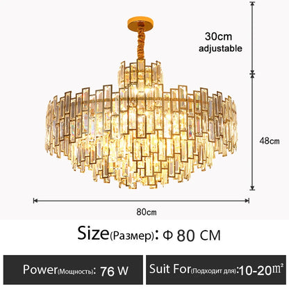Luxury Dining Living Room Chandelier Modern Round Ceiling Pendant Lights Interior Decoration Golde Crystal Led Ceiling Light