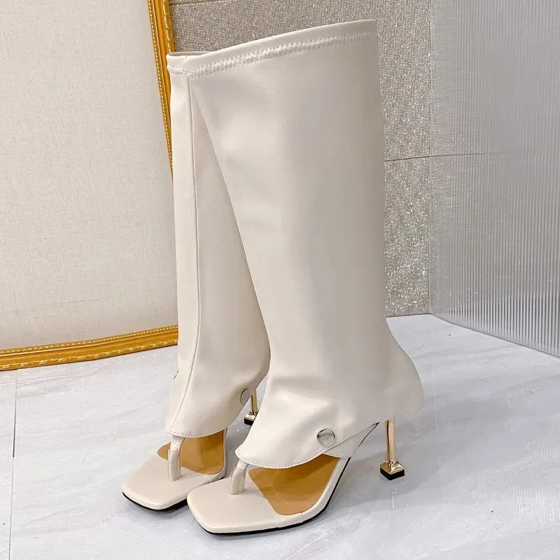 Summer New Womens Shoes Fashion Open Toe Summer Boots for Woman Exquisite High Heeled Flip Flops Designer Shoes Zapatos De Mujer