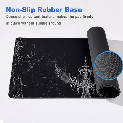 Black White Cybersigilism Deskmat Gothic Sword Art Mousepad Office Rubber Mouse Pad XXL PC Desk Accessories Gaming Keyboard Mats
