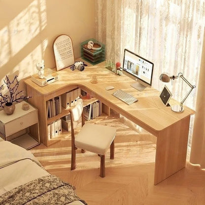 Corner Computer Desk Corner Desk Home Study Table Bedroom Girls Dresser Bookcase Integrated Desk