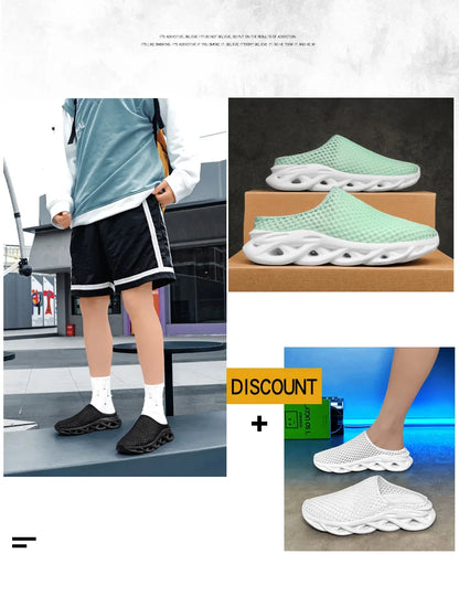 Men Slippers Summer Breathable Home Indoor Slippers Men Flats Thick Bottom Lightweight Slides Fashion Outdoor Walking Shoes