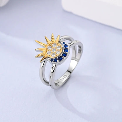 Original 925 Sterling Silver Ring Sun Star Moon Love Bowknot Sunflower Ring For Women Wedding Anniversary Ring Jewelry Gift
