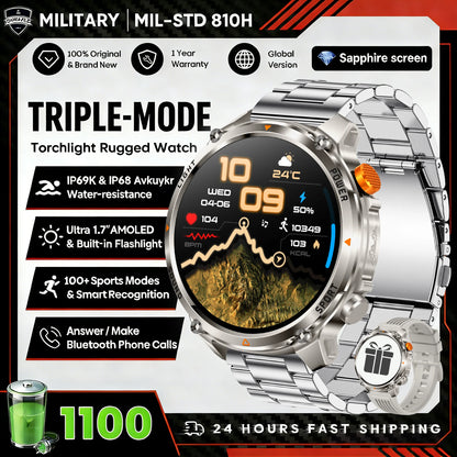 2026 T-Rex3 Ultra 1100mAh Battery Smart Watch GPS Track Compass IP69K Waterproof Sports tracker Outdoors Military Smartwatches