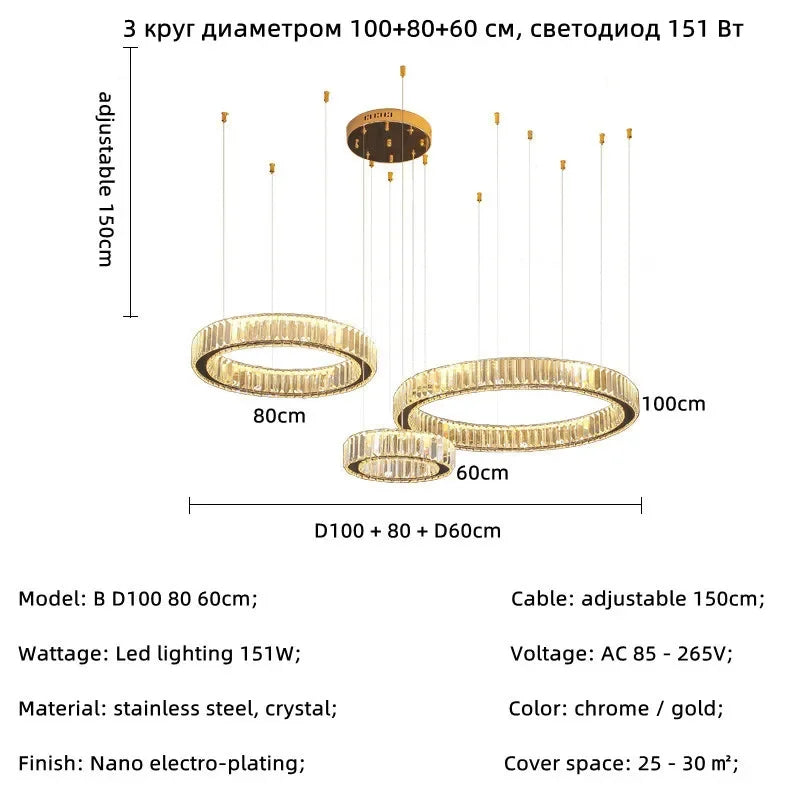 Modern Luxury Led Dimmable Pendant Lights Lustre Living Room Chandelier Lamp Fixtures Foyer Shiny Steel  Luminarias Light