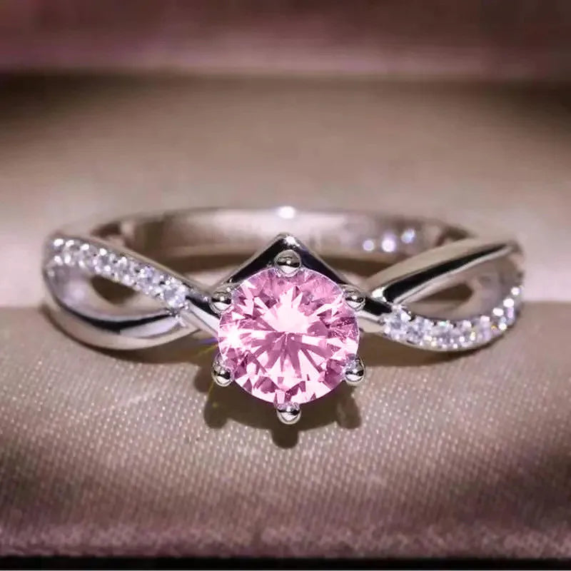 925 Sterling Silver Trendy 6 Claws Zirconia Stone Rings for Women Fashion Proposal Band Accessories Gorgeous Bridal Jewelry Gift