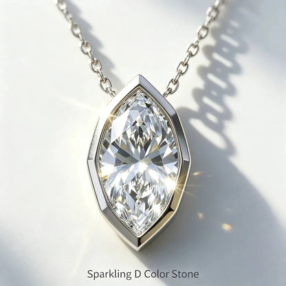 JH Marquise Cut Moissanite Pendant Necklace D Color GRA Certified Luxury Clavicle Chain 925 Sterling Silver Women Fine Jewelry
