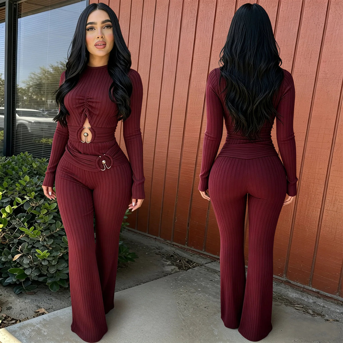 Solid Women Jumpsuits For Spring Autumn Long Sleeve O-Neck Loose Fashion Streetwear Hollowed Out Overalls Pants Trousers 2026