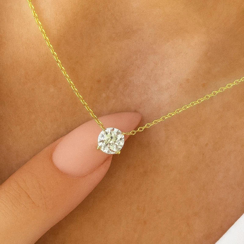 Rrjzz 0.5-5CT Moissanite Pendant Necklace for Women Solitaire D Color Round Cut Lab Imitation Diamond GRA Certified Necklaces