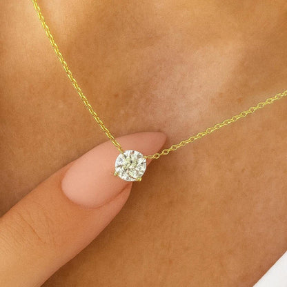 Rrjzz 0.5-5CT Moissanite Pendant Necklace for Women Solitaire D Color Round Cut Lab Imitation Diamond GRA Certified Necklaces