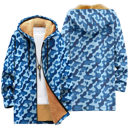 Winter Cozy Camouflage Fleece-Lined Hooded Jackets Warm Tactics Style Coats Faux Fur Outdoor Camping Casual Streetwear Fashion