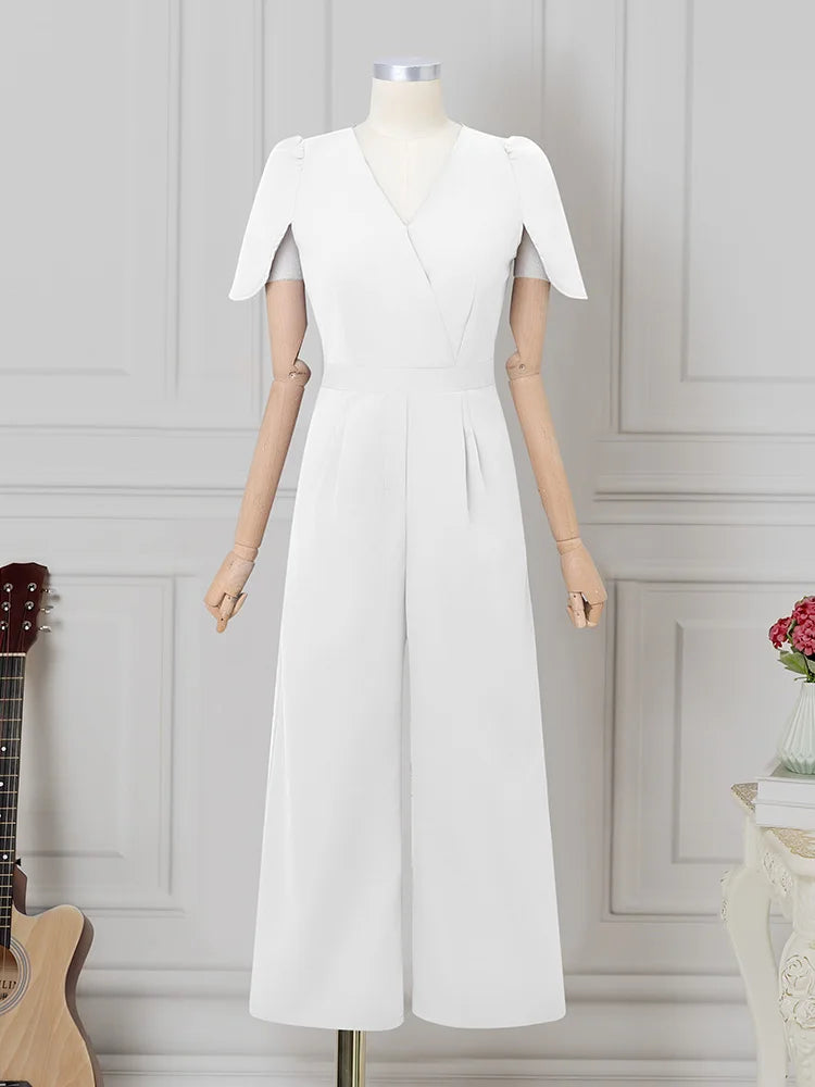 2025 ZANZEA Fashion Summer Women Party Jumpsuits Short Sleeve V-Neck Casual Rompers Playsuits Solid Elegant Pockets Streetwear