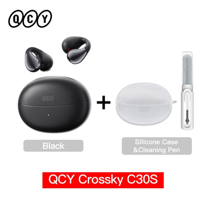 QCY Crossky C30S Open Ear Wireless Earphones Hi-Res with LDAC Ear Clip Earbuds Bluetooth 6.0 Clip On OWS Sports Headphones 40Hrs