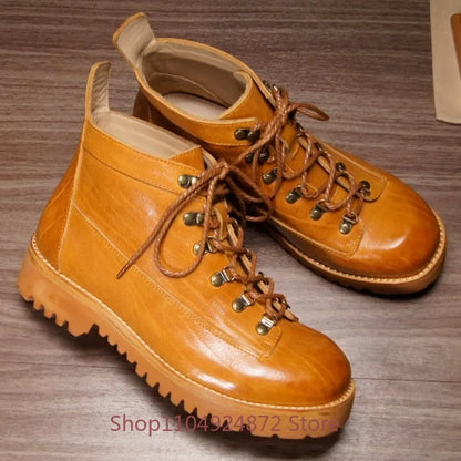Designer Genuine Leather Office Casual Thick Sole Ankle Boots Men's Shoes Cowhide High End Fashion Work Chelsea Motorcycle Boots