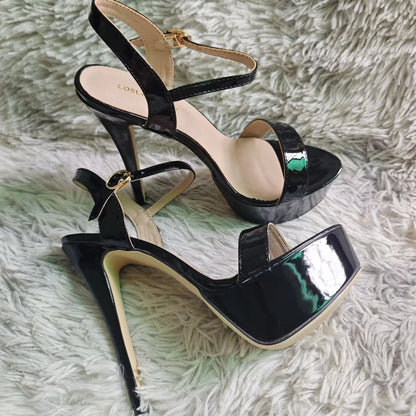 Women Peep Toes Sandals Stiletto Sexy Pumps Luxury Club 14cm Elegant Platform High Heels Nighclub Party Wedding Jazz Dance Shoes