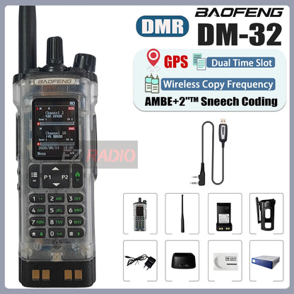 Transparent Baofeng Radio DM 32UV DMR Digital Wireless Walkie Talkie With AES256 Encryption For Long Range Secure Contact skiing