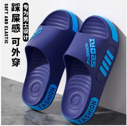 Big Size 36-47 Men Slippers Summer Flat Sole Home Slippers For Women Man Open Toe Trend Slides Couple Light Beach Shoes Sandals