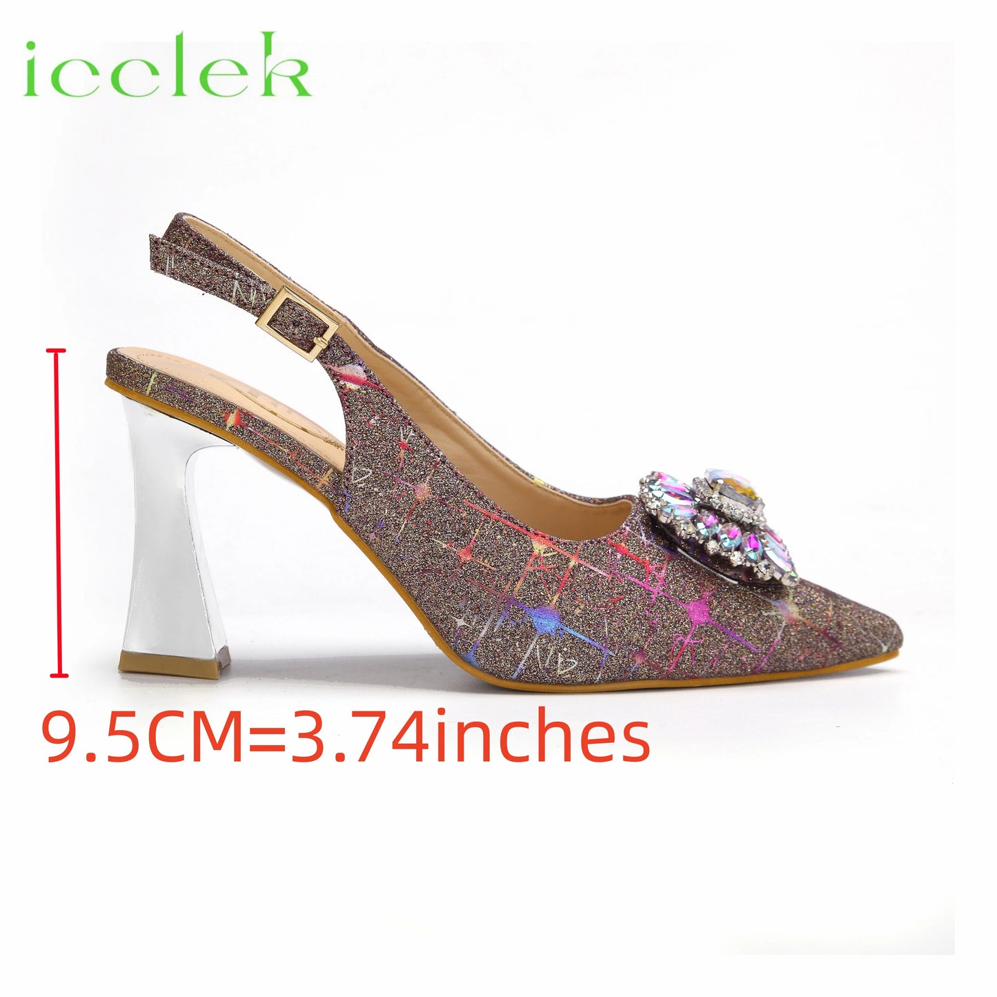 Women High Heels Sandals Shinning Material with Rhinestone Italian Design T.Blue Color Pointed Toe Shoes and Bags Set