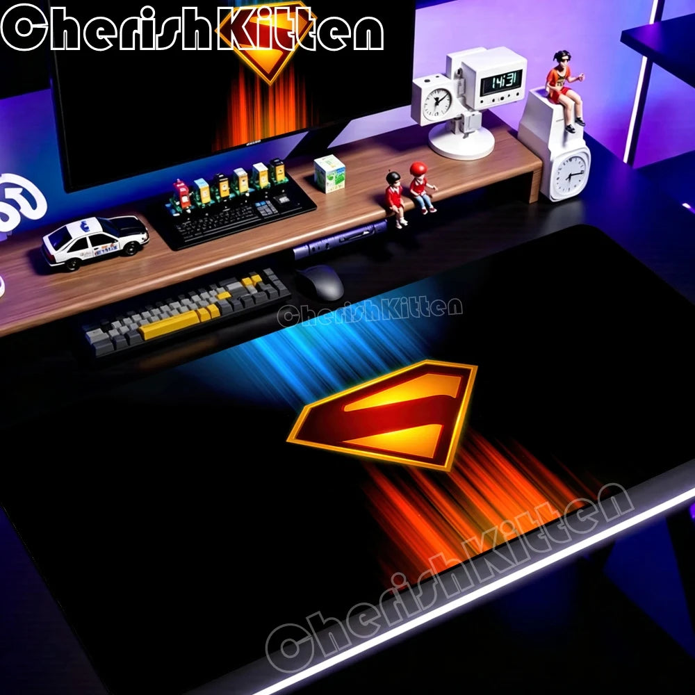PC Office Speed Gamer Keyboard Mousepad Anime S-Superman Mouse Pad Laptop Gaming Accessories XXL Desk Mat 90x40 Non-slip Carpet