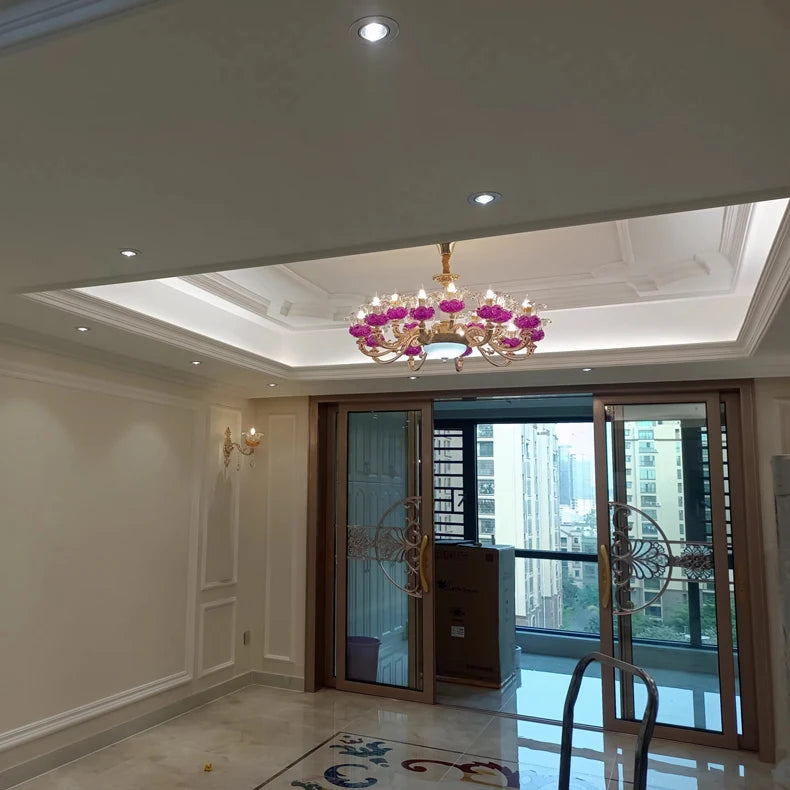 Luxury Living Room Chandelier Crystals Glass Hall Main Pendant Lamps Restaurant Bedroom French Creative Hanging Light Luminaire