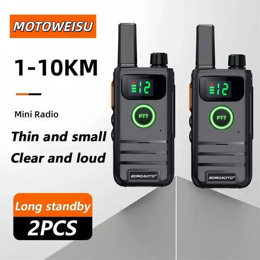 2026 New 2 Pcs Mini PMR446 Walkie Talkies 16CH Portable Two-Way Radio with LCD Display PTT Handheld Radio for Hunting Cafe Hotel