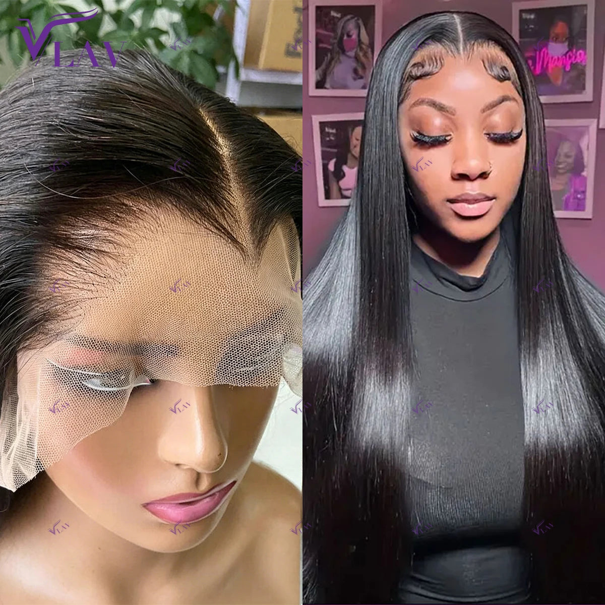 Lagos Hairline 13x6/360 HD Lace Frontal Wig Preplucked Silky Straight 100% Human Hair Glueless Wigs Wear And Go 400 Density  Wig