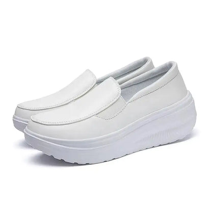 EOFK Women Moccasions Walking Shoes For Work Soft Wedges Platform Loafers Female Black Swing Slip On Casual Non Slip Female Shoe