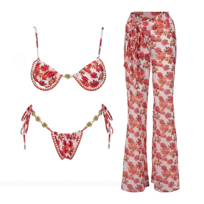 2026 New 2Pcs Solid Swimsuit Bandeau Biquini Sexy Bikini Women Swimwear Push Up Swim Suits Female Sarong Bathingsuit Beachwear
