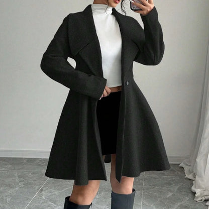 Women Woolen Coats Long Sleeve Turn-down Collar Jackets Ladies Autumn Winter Outerwear Coat