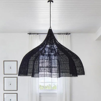 Japanese Style Wabi-sabi Retro Rattan Chandelier Creative Living Room Restaurant Box Pendants LIghts Hotel Living Room Lamps LED