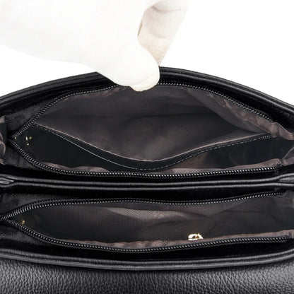 Luxury Large Capacity Multilayer Shoulder Messenger Bag High Quality Leather Handbag Women Designer Crossbody Sac Female Tote