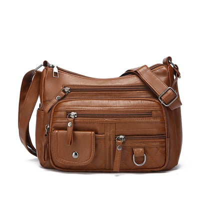 Women's Crossbody Bag, Synthetic Leather Shoulder Bag with Adjustable Shoulder Straps, Lightweight Multi Pocket Bag with Zipper