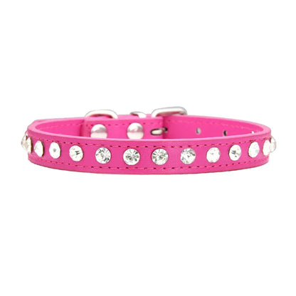 Personalized Rhinestones Dog Collar 16 Colors PU Leather for Small Dog Puppy Chihuahua Pink Pet Strap Necklace Pet Accessories