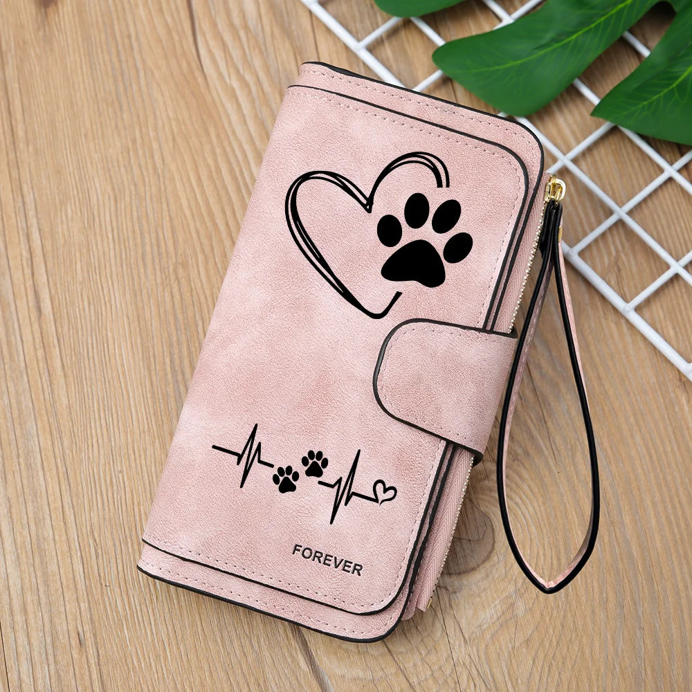Heart-Shaped Animal Paw Butterfly Print Design Women Wallets Card Coin Wallet for Girls Purse ID Wallets Female Coin Purse Gift