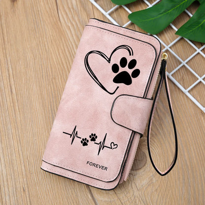 Heart-Shaped Animal Paw Butterfly Print Design Women Wallets Card Coin Wallet for Girls Purse ID Wallets Female Coin Purse Gift
