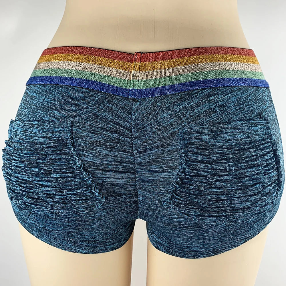 Fashionable Printed Shorts, High Waisted and Hip Lifting Sports and Fitness Running Three Quarter Pants