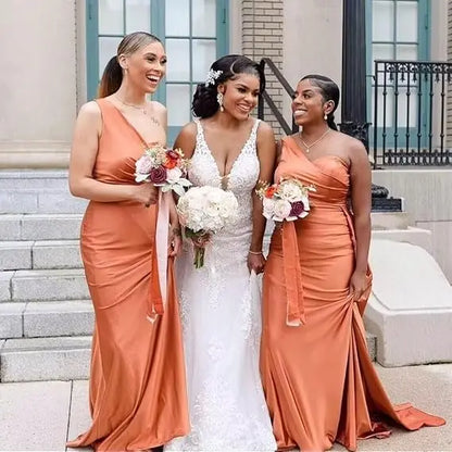 One Shoulder Mermaid Bridesmaid Dresses Corset Back Formal Evening Party Gowns 2026 Prom Graduation Dress Customized
