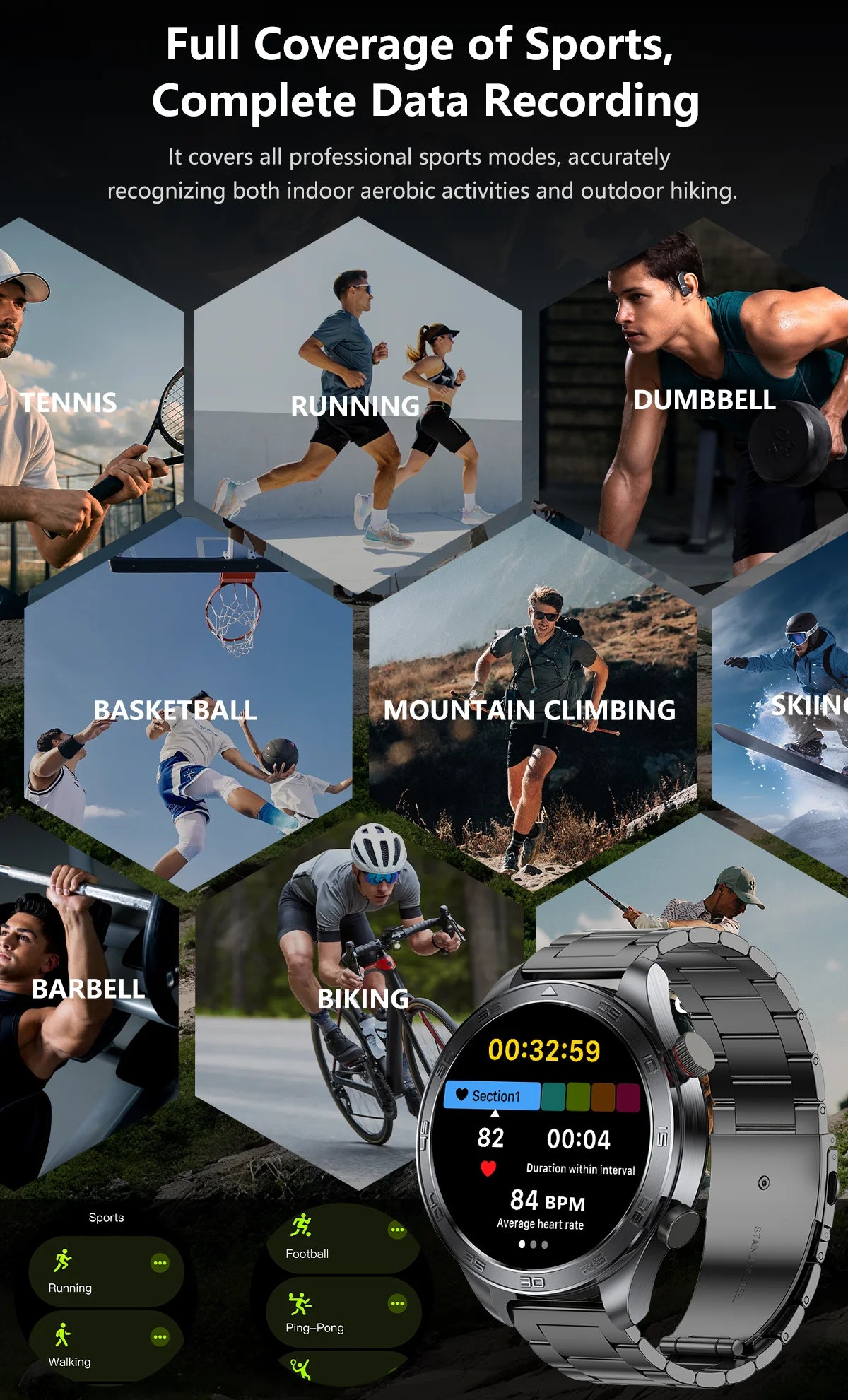 2026 new business men's smart watch 1000 mAh battery with compass altitude pressure IPX8 waterproof call sports health watch